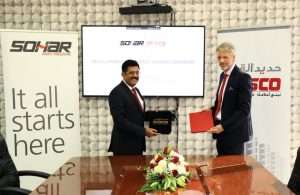 Mark Geilenkirchen, CEO, Sohar Port, and Sasikumar Moorkanat, Managing Director and Chief Executive of Misco signing the land use and berth development agreement