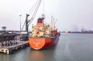 The Pan Christine alongside at PICT during its decried breaking operation