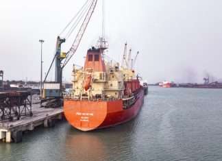 The Pan Christine alongside at PICT during its decried breaking operation