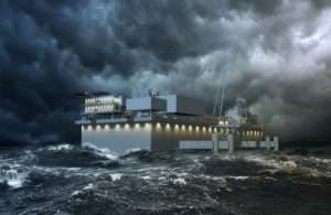 Computer generated illustration of the new LNG terminal, designed to withstand extreme weather conditions