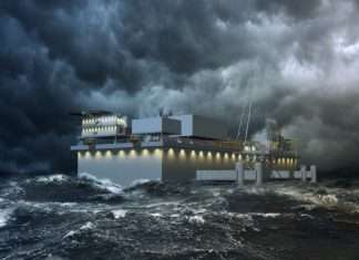 Computer generated illustration of the new LNG terminal, designed to withstand extreme weather conditions