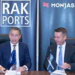 RAK Ports CEO, Roger Clasquin, and Monjasa CEO, Anders Østergaard, signing the strategic agreement in Ras Al Khaimah