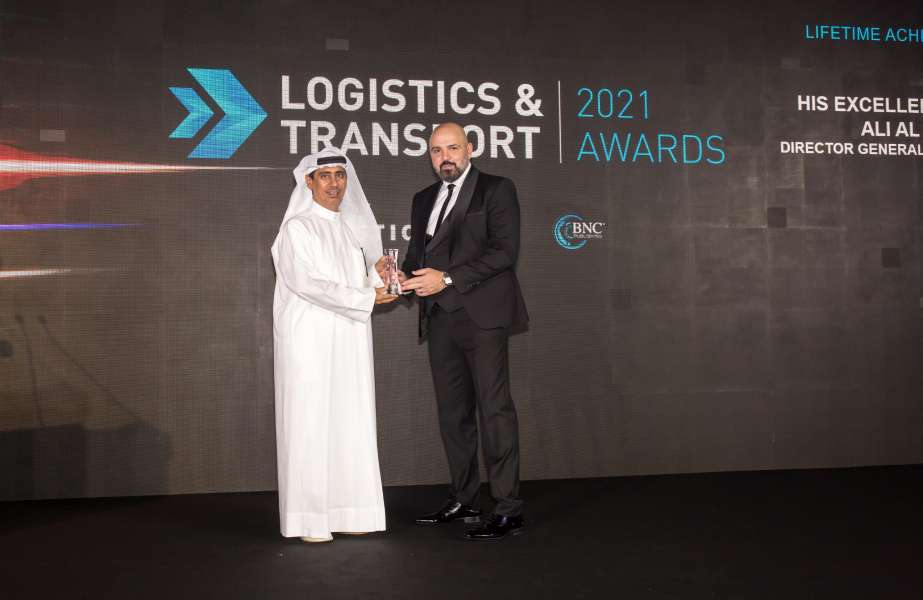 HE Engineer Ali Al Suwaidi, Director General, Ajman Free Zone, receiving his Lifetime Achievement Award, Logistics and Transport 2021