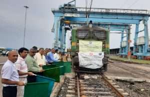 Flagging off the first direct container train between Pipavav and Jodhpur
