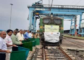 Flagging off the first direct container train between Pipavav and Jodhpur