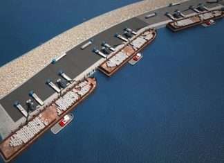 A computer-generated image of a fully developed Suwaiq Port