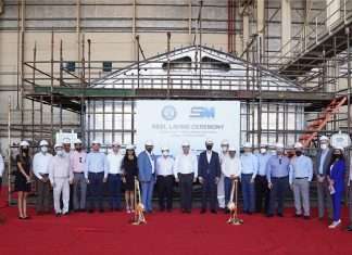 The keel laying ceremony at Grandweld for the two new crew boats