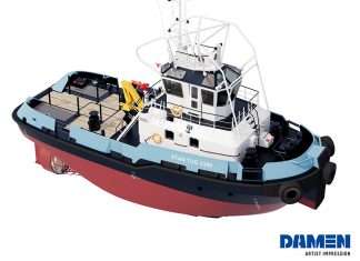A computer generated image of the Stan Tug 2309 that Albwardy Damen will build at its Sharjah shipyard for Tidewater