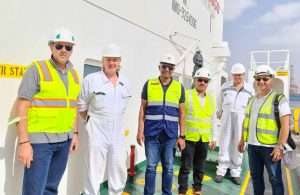 FECO and Port of Salalah officials attending the first voyage of the bunkering barge Sea Dweller