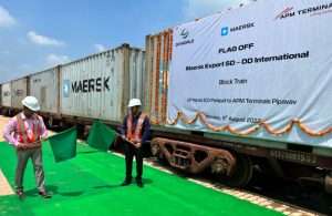 The new block train being flagged off at ICD Panipat