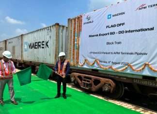 The new block train being flagged off at ICD Panipat