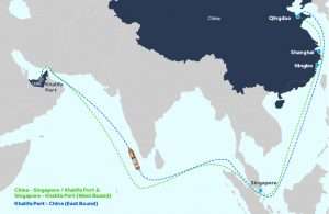 The port rotation of Safeen’s new UAE-China service