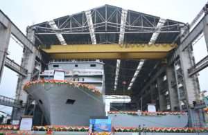 One of the new DSV ships being launched at Hindustan Shipyard