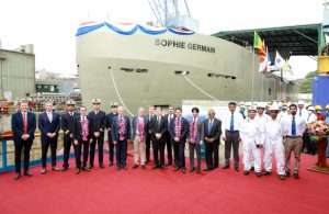 The launching ceremony for the cable layer Sophie Germain