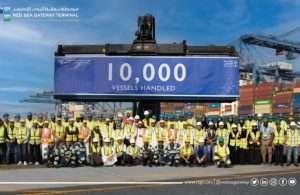 RSGT staff welcoming the 10,000th vessel call in December 2022