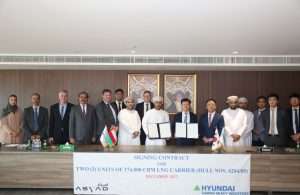 The signing ceremony for the two new LNG carriers ordered by Asyad Shipping