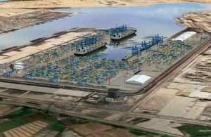 A computer generated image of the new container terminal in Damietta that will be operated by a Hapag-Lloyd led joint venture