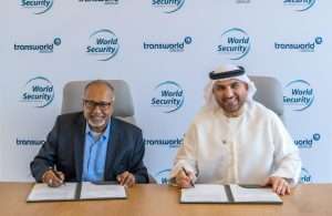 Ramesh S Ramakrishnan, Chairman, Transworld Group, and Ayoub Al Mulla, Chief Operating Officer, World Security, signing the new partnership agreement which will see Indian workers trained for UAE-based jobs