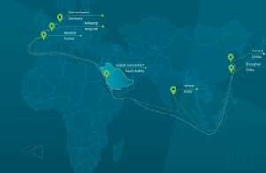 Route map of the new pendulum service operated by Bahri Line, linking Jeddah with both Northern Europe and Far East ports
