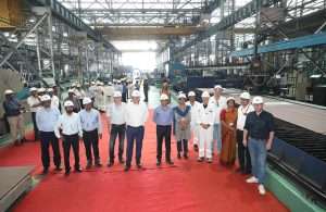 The steel cutting ceremony at CSL to make the start of work on a series of multi-purpose vessels for a German client