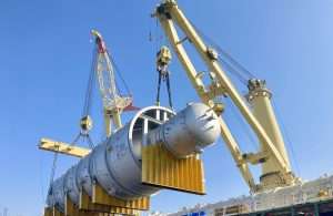 Components for the Basrah refinery upgrade project being loaded on a Jumbo-SAL-Alliance vessel