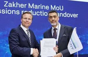 Torgeir Sterri, Senior Vice President, Director Offshore Classification at DNV, with R Ziad Alfar, Head of Asset Integrity at ZMI signing the MOU