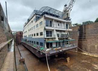 Polo Floatel in drydock in Cochin Shipyard