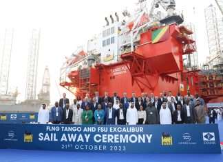 VIPs gather to mark the completion of the FLNG Tango and FSU Excalibur conversions
