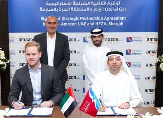 The lease agreement being signed between Hamriyah Free Zone and Amazon UAE