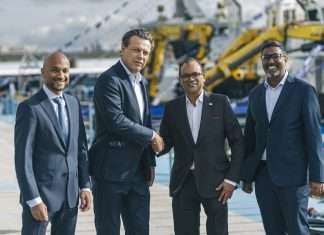 The contract was signed by Deputy Managing Director of Advantis Group Shano Sabar, Director/CEO of Sri Lanka Shipping Company Surindha de Abrew, Damen CEO Arnout Damen and Damen’s Regional Sales Director Asia Pacific Rabien Bahadoer