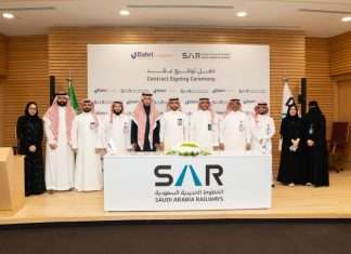 Bahri and SAR executives at the signing of the agreement under the terms of which Bahri Logistics will serve as SAR's primary freight forwarding service provider for both imports and exports
