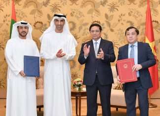 The MoU was signed in the presence of Pham Minh Chinh, Prime Minister of Vietnam and H.E Dr Thani bin Ahmed Al Zeyoudi, Minister of State for Foreign Trade, by Mohamed Eidha Al Menhali, Regional CEO of AD Ports Group and Hoang Hong Giang, Deputy Administrator of Vietnam Maritime Administration