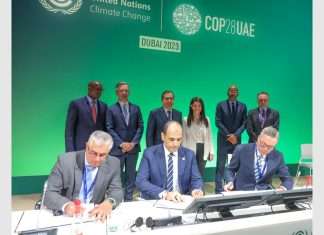 Waleid Gamal El-Dien, chairman of SCZONE, Eng. Alaa Hagar, Head of the Egyptian Minister of Petroleum’s Technical Office, and Terje Pilskog, CEO of Scatec signing an MoU aimed at issuing a license to practice ships’ bunkering with green fuel in East Port Said