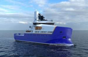 Computer generated image showing the Vard-designed SOVs that will be built at Cochin Shipyard