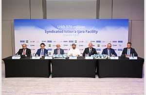 Representatives of BGN, Al Seer Marine and ADIB signing the sharia compliant financing agreement
