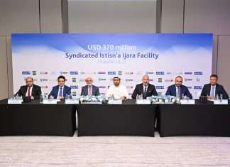 Representatives of BGN, Al Seer Marine and ADIB signing the sharia compliant financing agreement