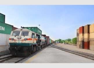 The new rail service leaving the Sachana-Ahmebad ICD bound for Mundra