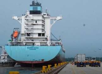 Maersk Davao making the maiden call at the new RSGT-Chittagong facility in Bangladesh