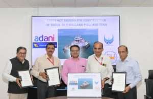 Contract signing for the building of three new tugs at UCSL shipyard in Cochin