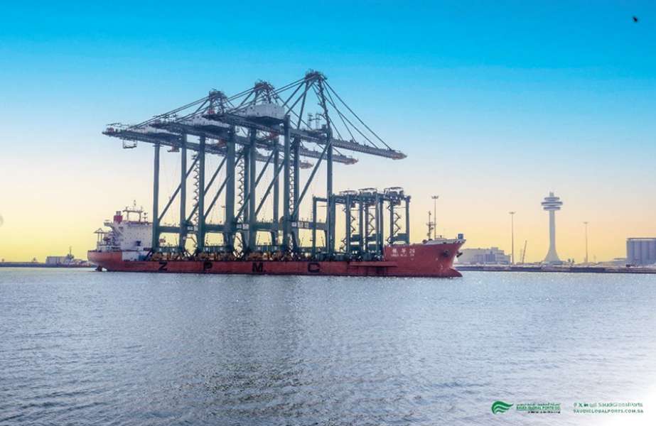 The arrival of the new quay cranes and RTG at Saudi Global Ports, King Abdulaziz Port Dammam