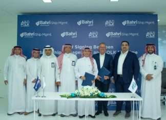 The strategic agreement was signed by Poul Hestbaek, Chief Executive Officer of Folk Maritime, and Eng. Khalid Alhammad, President of Bahri Ship Management