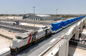 Borouge containers being transported by Etihad Rail