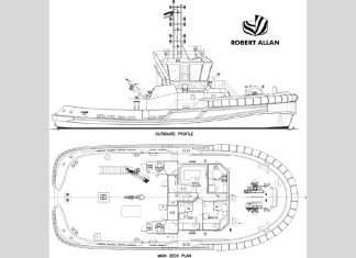 A general arrangement drawing of the new tug type delivered by ADSB to ADNOC