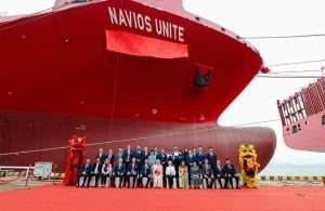 The christening ceremony for Navios Unite, one of two container vessels which will be integrated into the Unifeeder fleet