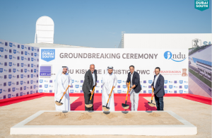 The groundbreaking ceremony was attended by AbdulBasit AlMarzouqi, Deputy CEO of the Logistics District, Dubai South and Kishore Lakhani, Chairman INDU Group, in the presence of senior executives from both organisations
