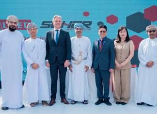 Senior executives of Sohar Port and Allied Container Group mark the inauguration of the latter’s new depot facility