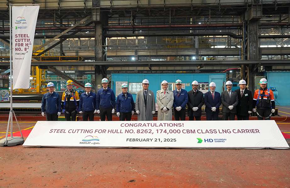 The steel cutting ceremony for the six new gas carriers destined for the Nakilat fleet