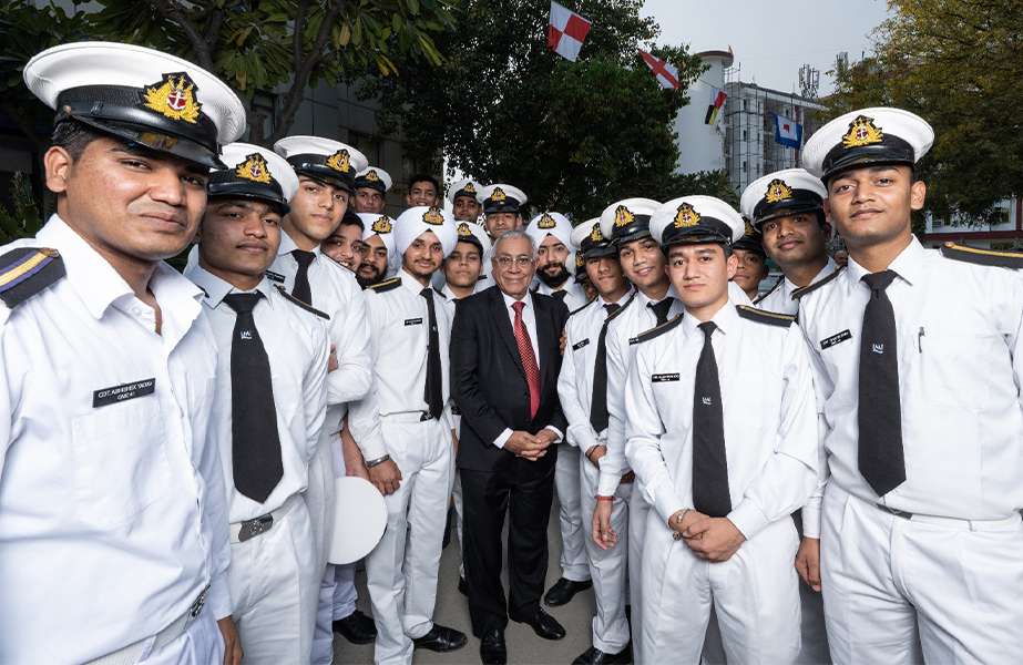 10 Dr Harry Banga, Chairman of The Caravel Group, meets cadets at the International Maritime Institute (IMI)