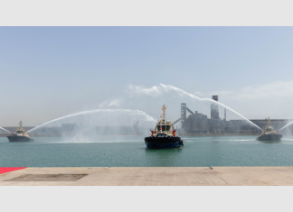 The new tugs arriving at the ASRY shipyard in Hidd
