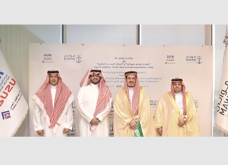 Executives from Mawani and Alissa Universal Motors at the signing ceremony to establish the new automotive logistics park